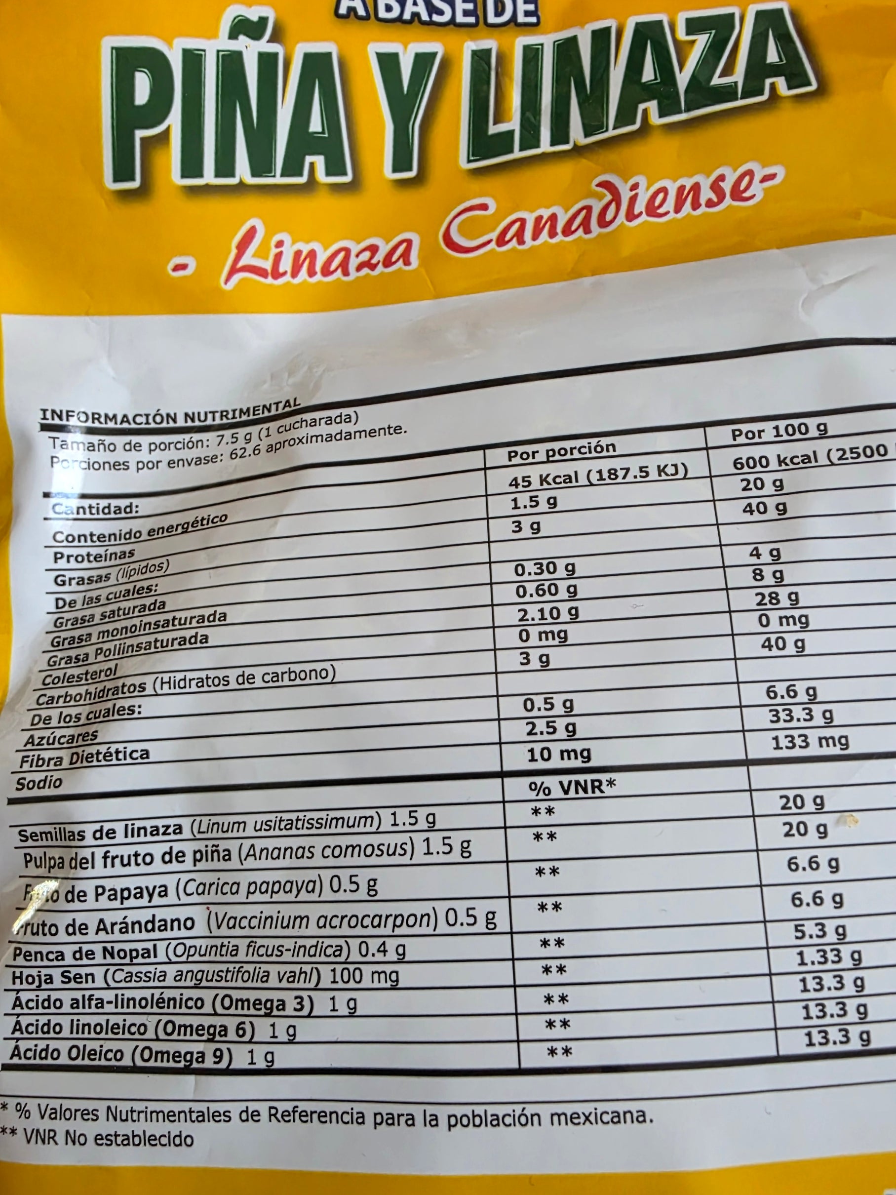 GN+Vida Piña y Linaza (Pineapple & Flaxseed Supplement)